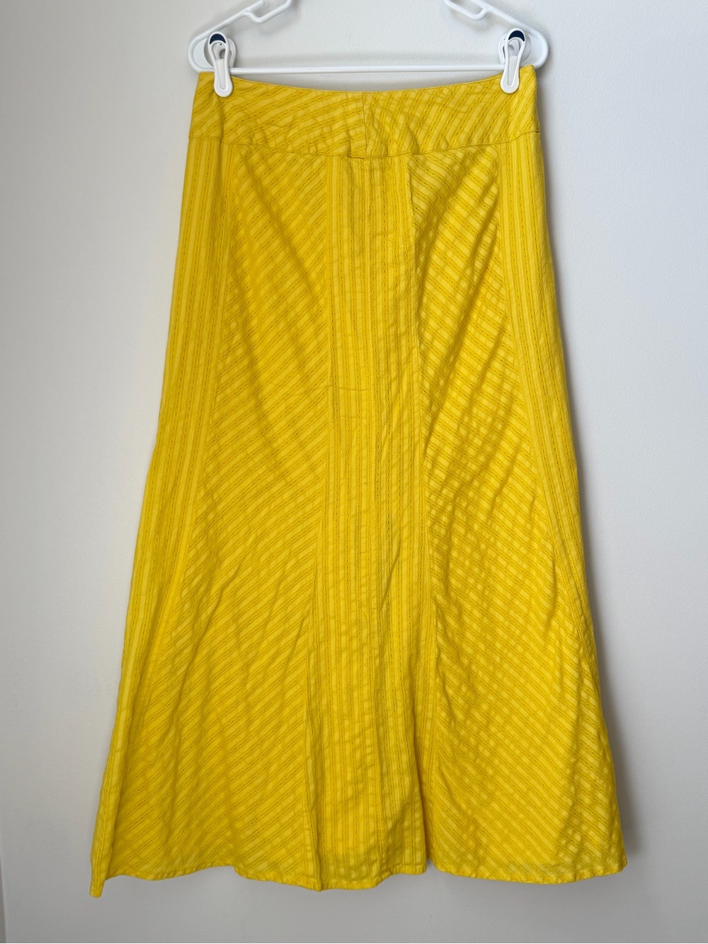 Yellow A-Line Skirt Size 8 Midi Bell Cotton Skirt Talbots